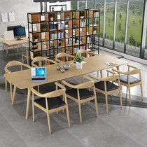 Nordic solid wood conference table long table simple modern long strip desk negotiation table chair set long table table Workbench