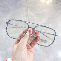 Plain big frame Net red glasses female Korean version of tide anti blue radiation glasses face small box glasses male myopia