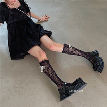 LET ME SEE summer Japanese hollow lace bow socks female Japanese soft sister lolita calf socks