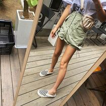 Lagirl Korea 22 summer new fashion elastic waist drawstring solid color skirt