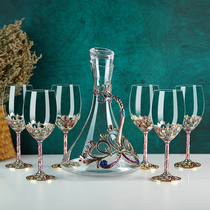 European style lead-free crystal glass wine glasses goblet sobering set creative enamel wine wine glass gift