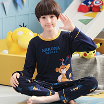 2021 childrens pajamas Spring and Autumn long sleeve cotton boy summer air-conditioned room boy childrens home clothing set