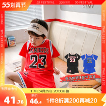 (1 piece of 8-fold) boy suit short sleeve summer clothing children sports basketball two sets of jersey ball clothes for summer boy clothing
