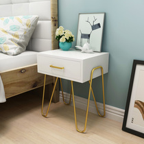 Nordic modern minimalist bedside table creative iron golden fashion drawer bedroom simple storage bedside cabinet