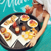 Outdoor Pool Floating Plate Breakfast Tray Basket Water Buoyancy Fruit Bali Photo Photography Road Toys