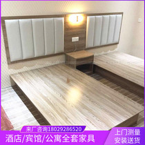 Hotel bed full apartment room 1 2 m bedside soft bag backrest standard room express hotel furniture panel manufacturer