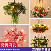 Plant chandelier Creative music restaurant Barbecue bar Industrial style decorative lights Plant flower bar Hot pot shop lighting