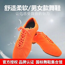 Liandance orange male and female Latin dance shoes couple two-point bottom ballroom dance shoes
