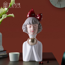 Creative girl heart bow girl ornaments light luxury tray coffee table desktop room storage decorations gifts