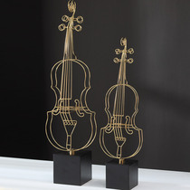 Light luxury modern metal violin ornaments Model room Soft art crafts Living room creative home decorations