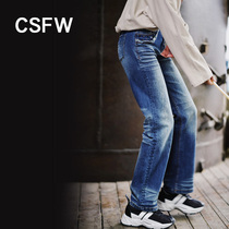 At this time the original rivet burrs high waist elasticity thin dark straight jeans women autumn and winter 2021