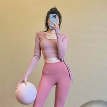 Fitness Long Sleeve Woman With Chest Cushion Display Slim Strap Dew Navel Sexy Yoga Blouse High End Temperament Sports T-shirt Spring Summer