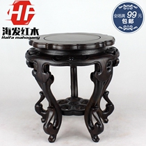 Mahogany carved ebony Ruby Ruyi Handicraft ornaments vase bonsai flower flower stand blue and white porcelain fish tank base