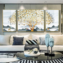 Golden fortune tree crystal porcelain decorative painting Elk Mountain New Chinese style framed painting Living room sofa bedroom background hanging painting