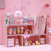 Teen Heart Students Easy Desktop Little Bookshelf Office Book Desktop Shelves Pink Dormitory Bookcase