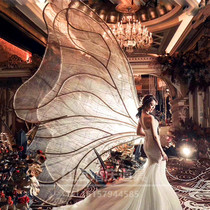 New wedding props gauze butterfly wings wrought iron ornaments large wedding stage scene layout background props