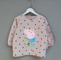 Baby eating hood Childrens pure cotton long sleeve apron waterproof and anti-dirty male and female protective surrounding pocket baby anti-wear