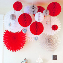 35cm hollow paper fan flower Wedding room decoration shop celebration decoration Birthday party window dress up holiday supplies