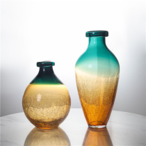 American gradient ice crack glass flower arrangement Vase ornaments living room table soft TV cabinet floral decoration decoration