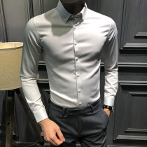 Thin white shirt mens long-sleeved Korean version of the trend slim business casual top advanced sense of non-ironing mens shirt