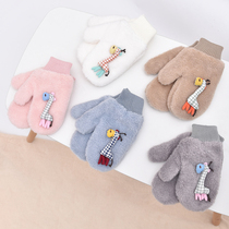 Japanese exploits cute and giraffe sheep suede hanging neck gloves female winter thickened warm and cold proof students even finger gloves