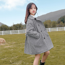 Girls plus cotton woolen coat 2021 autumn and winter clothes new big children childrens dress long woolen cloth coat