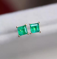 Minimalist delicate small earthen nail 925 silver plated platinum gold color 3 mm natural progenitor green small square ear nail