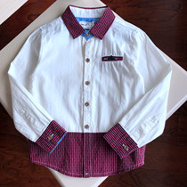 Z7038 Pure cotton boy stitching long-sleeved shirt Boy baby spring and autumn shirt-19 9 12