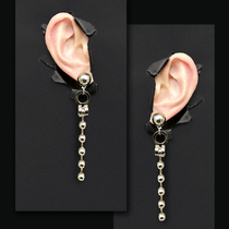 DARKNESS LAB original design super cool dark GIRLY temperament chain BUNDY metal earrings EAR clip earrings