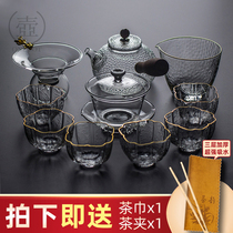 Glass tea set set Japanese kung fu scuta set of transparent household simple cooking teapot bubble teapot hammer heat-resistant