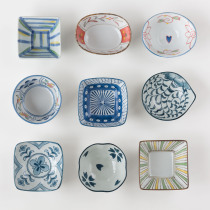 Wanton moon Japanese hand-painted style underglaze color small plate shaped ceramic small bowl Snack bowl Sauce dish seasoning dish