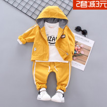 Male and female baby three-piece set 0 small boy infant childrens clothing cotton clothes spring and autumn new 1-2-3-4 years 6 months