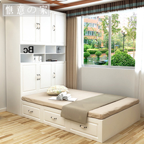 Modern simple tatami bed multi-function bookcase wardrobe one-piece bed combination storage double bed custom small apartment