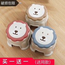 Thickened plastic lion stool Children adult cartoon bench Home bathroom non-slip shoe change baby dining table low chair