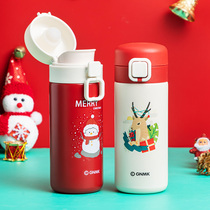 Water cup thermos cup female Net Red personality creative cartoon Christmas buckle simple stainless steel high value Cup Female
