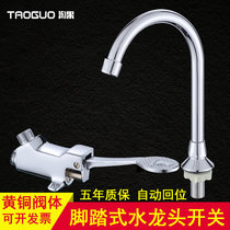 Pedal faucet switch Laboratory Food Hospital Factory Hand wash basin Brass single cold foot faucet