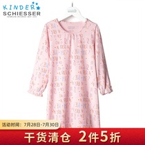 Shuya childrens spring and Autumn pajamas big virgin child Modal thin long-sleeved home princess night dress 3F-15891D