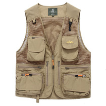 Middle Aged Spring Summer Days Men Mesh Waistcoat Outdoor Casual Photography Vest Fishing Kan Shoulder waistcoat Male breathable