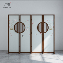 New Chinese Screen Folding Mobile Living Room Modern Light Lavish Decoration Solid Wood Hollowed-out to Shield Genguan Screen