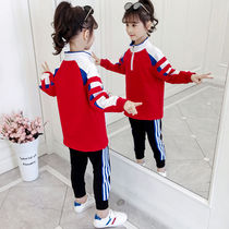 Childrens clothing girls autumn suit 2020 new foreign style childrens net Red Girl big child Spring and Autumn sports two-piece set