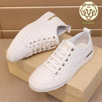 2021 European Station Casual Board Shoes Mens New Luxury Leather Han Edition Trends 100 Hitch Bull Leather Little White Shoes Man