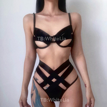 WhiteLia「 violent 」 original tied sexy underwear steel coils gathered high waist thongs cut open bra