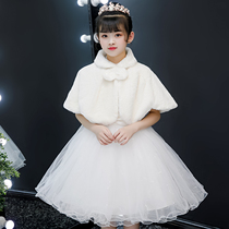 Girls princess dress Childrens dress shawl Baby cloak cape Autumn and winter models go out to thicken warm plus velvet foreign style