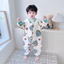 Childrens pajamas boys fall winter flannel plus baby plus coral velvet home clothes boys sleeping bags