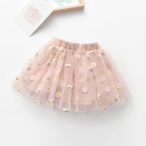 Girls short skirt Skirt Summer Korean version of the child princess dress Childrens mesh dance dress Baby puffy skirt