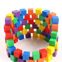 Autistic children's training toys colored wood 3d three-dimensional building blocks assembled in large blocks to build up puzzle brain intelligence