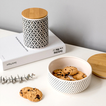 LIMlife Ceramic snack storage jar with lid European candy jar Kitchen sealed storage jar Whole grain tea jar