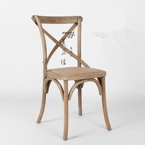 LOFT American country furniture vintage old bar wrought iron dining chair solid wood dining table and chair cross back chair