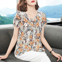 2022 new womens dress Crushed Flowers Snowspinning Jersey Woman Summer Thin style Fancy Dress Mama Summer Clothing Short Sleeve Blouse