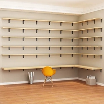 Wall shelf solid wood flat partition wall living room TV decoration wall bookshelf kitchen microwave oven shelf